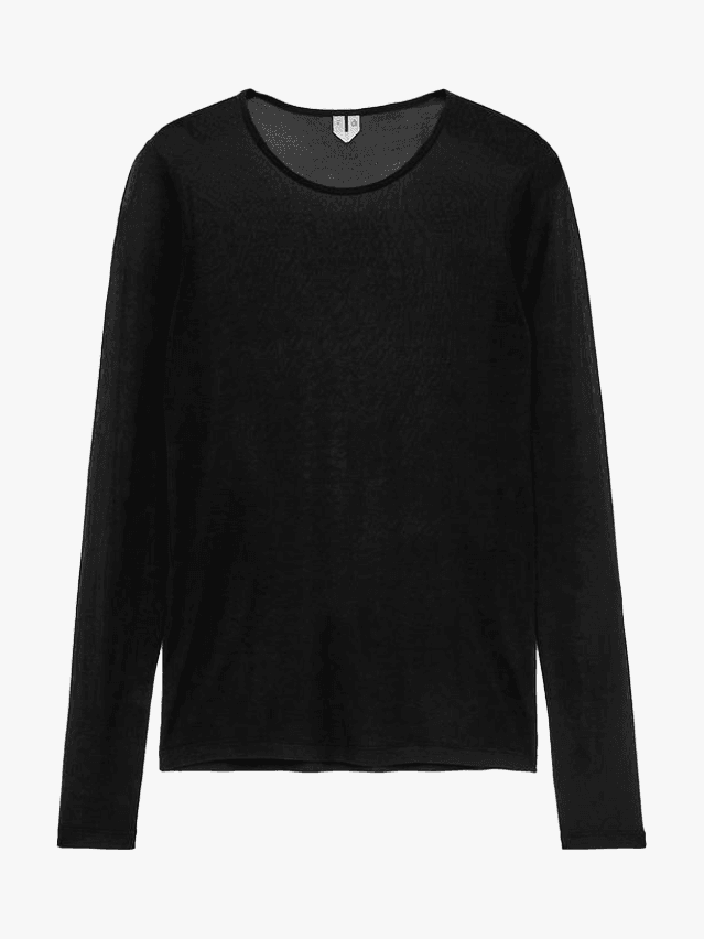 Image may contain Clothing Long Sleeve Sleeve Blouse Knitwear Sweater and TShirt