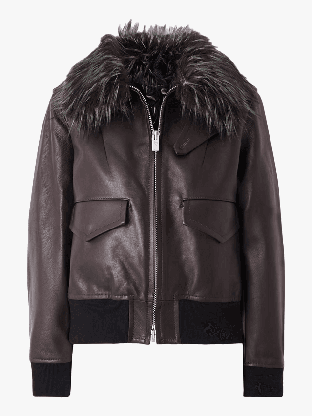 Image may contain: Clothing, Coat, Jacket, and Leather Jacket